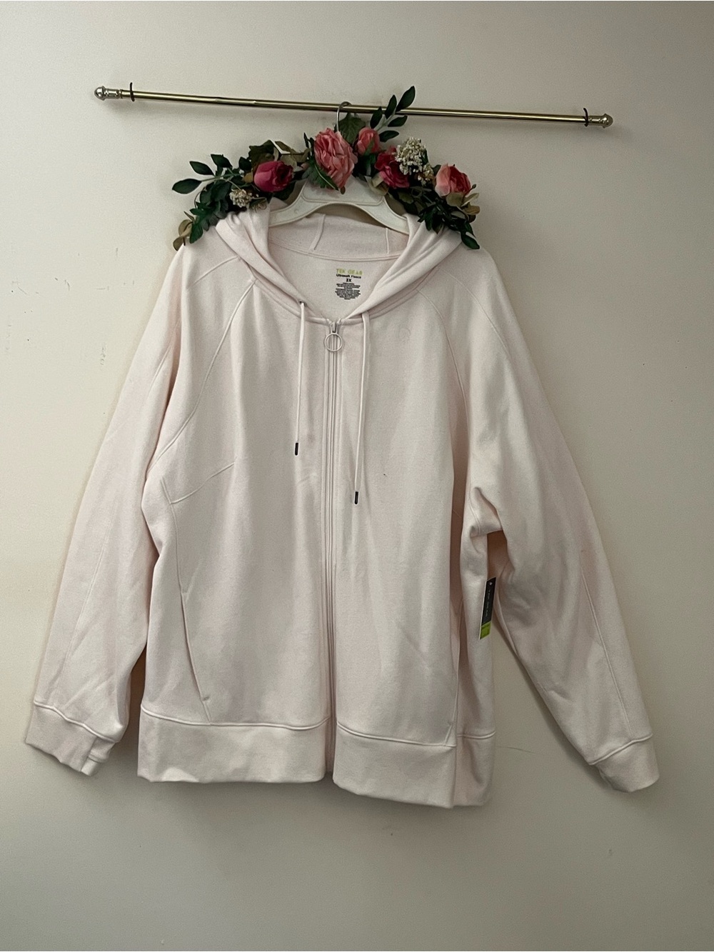 tek gear White Full‑Zip Hooded Fleece Sweatshirt